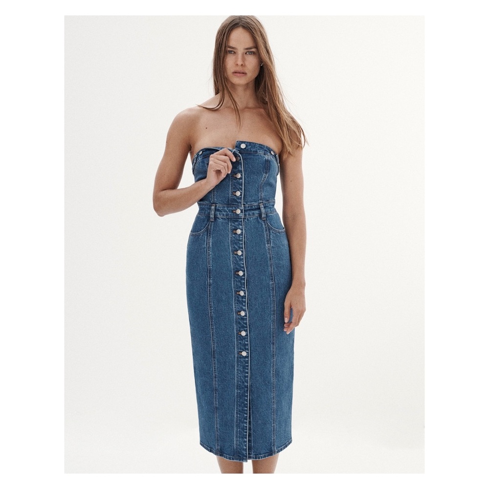 (SOLD OUT ONLINE) Madewell Denim Strapless Maxi Dress in McCabe Wash
